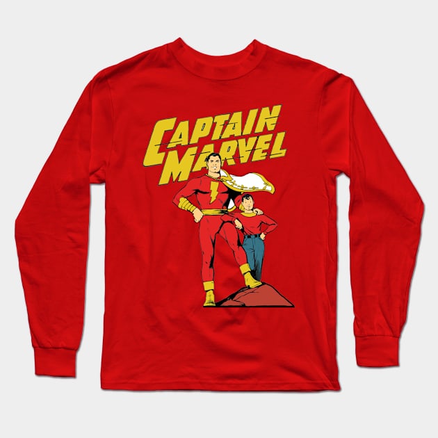 Captain shazam Long Sleeve T-Shirt by Roro's Water Heaters